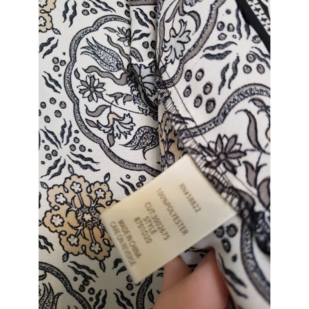 Max Studio Womens L Kimono Top Floral Boho Gray Yellow Open Front 3/4 Sleeve - Picture 6 of 6